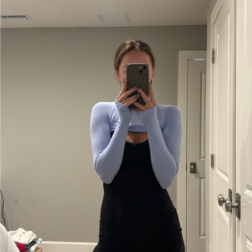 Alphalete Women's Sky Blue Long Sleeve Bodysuit